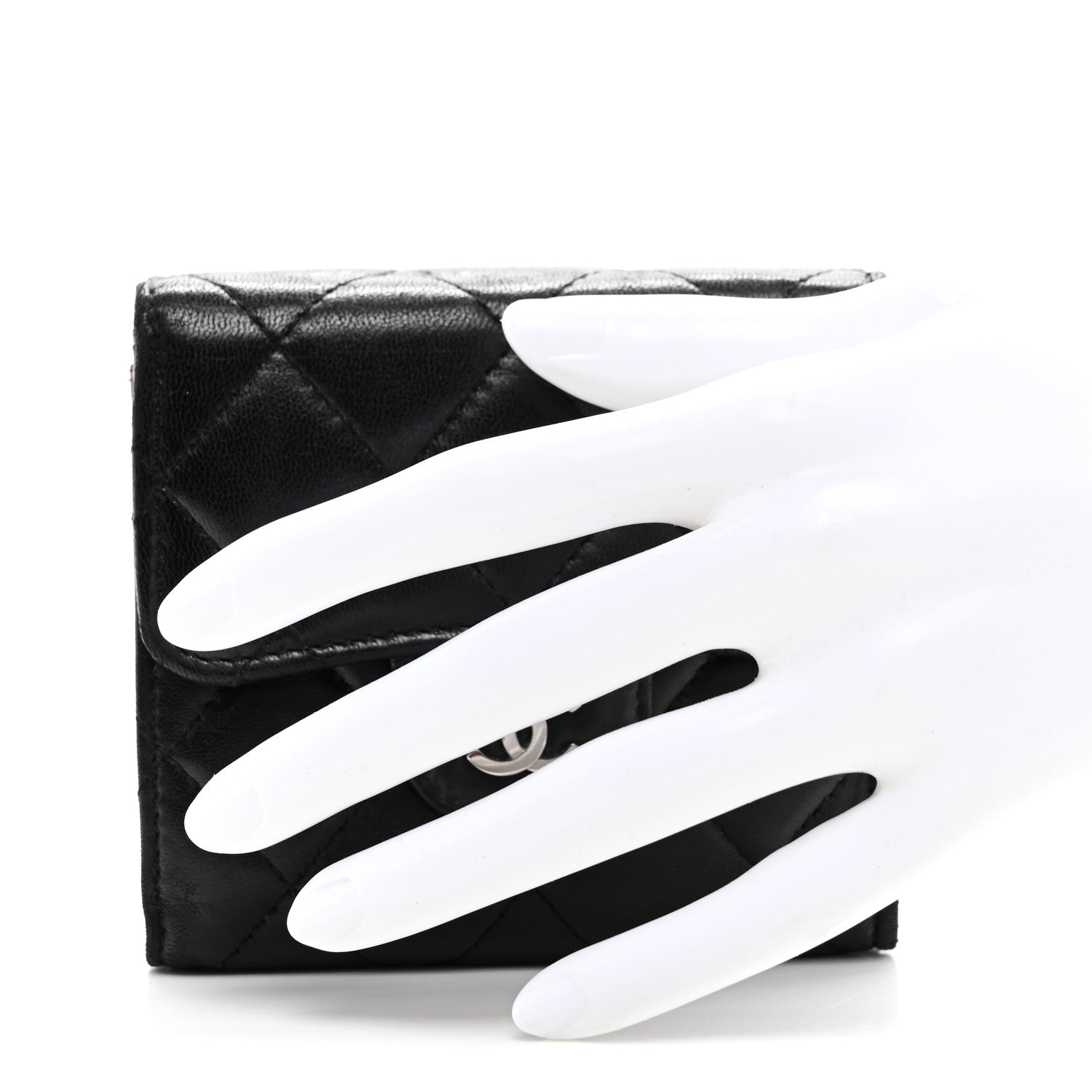 Chanel Lambskin Quilted Tri-Fold Flap Wallet Black 2 of 9