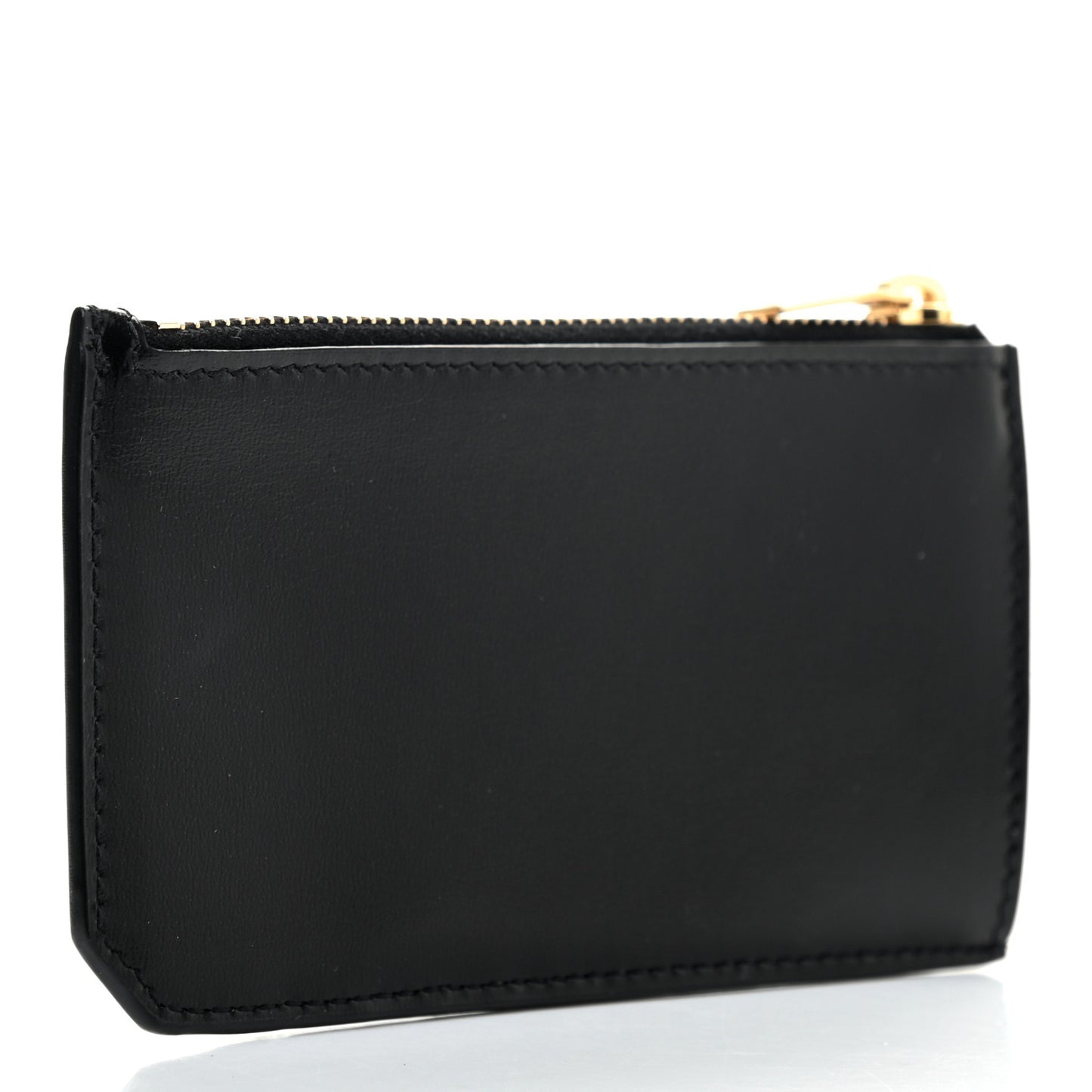 Calfskin 5 Fragments Zip Pouch Card Holder Black