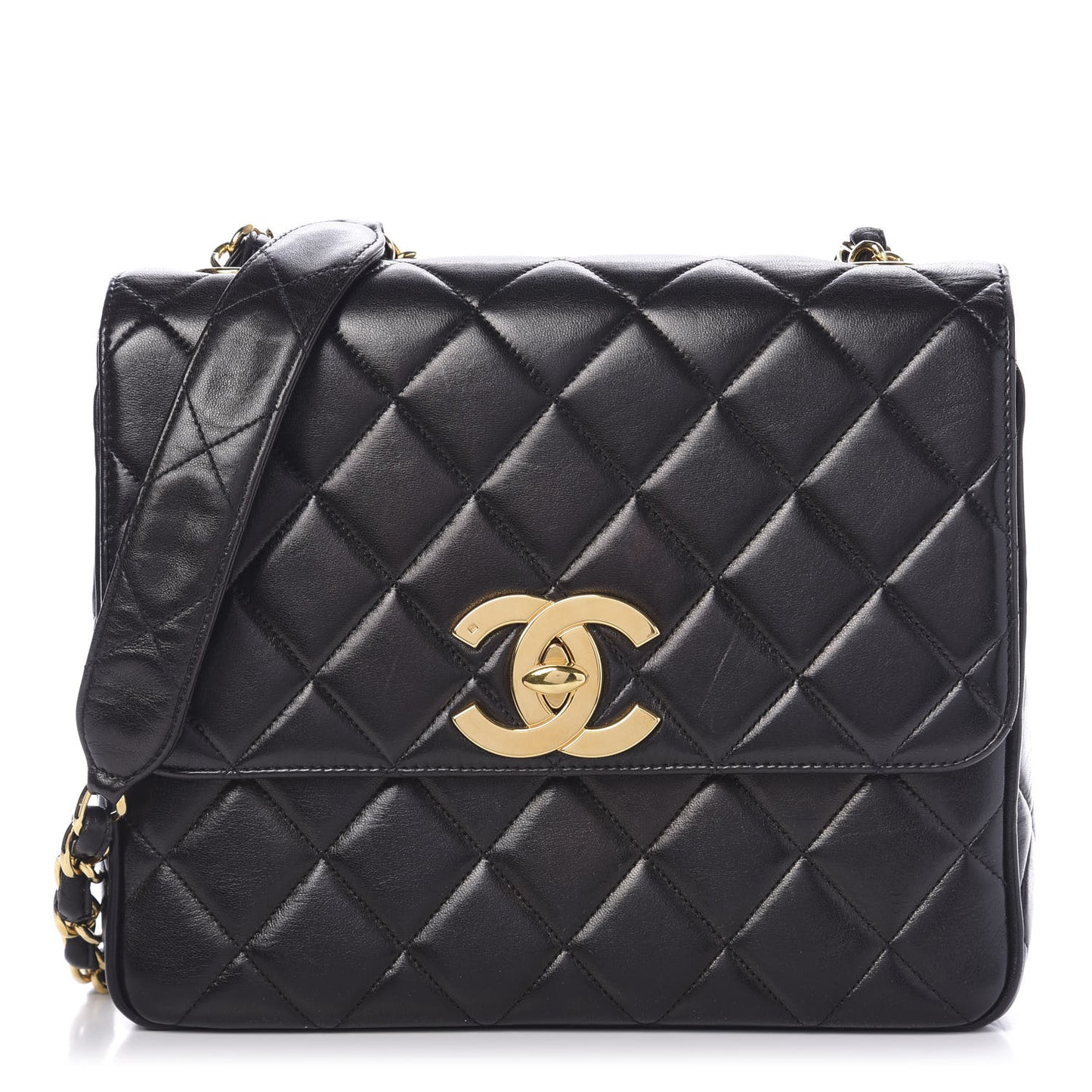 Lambskin Quilted Medium Single Flap Black