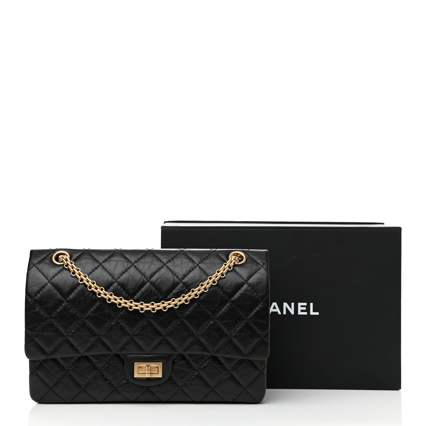 Aged Calfskin Quilted 2.55 Reissue 226 Flap Black