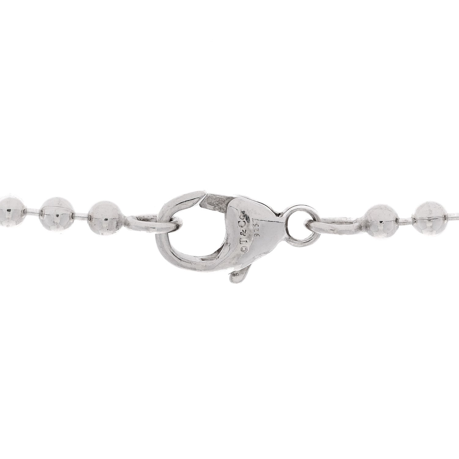 Tiffany Sterling Silver Heart Key Bead Chain Pendant Necklace 4 of 5