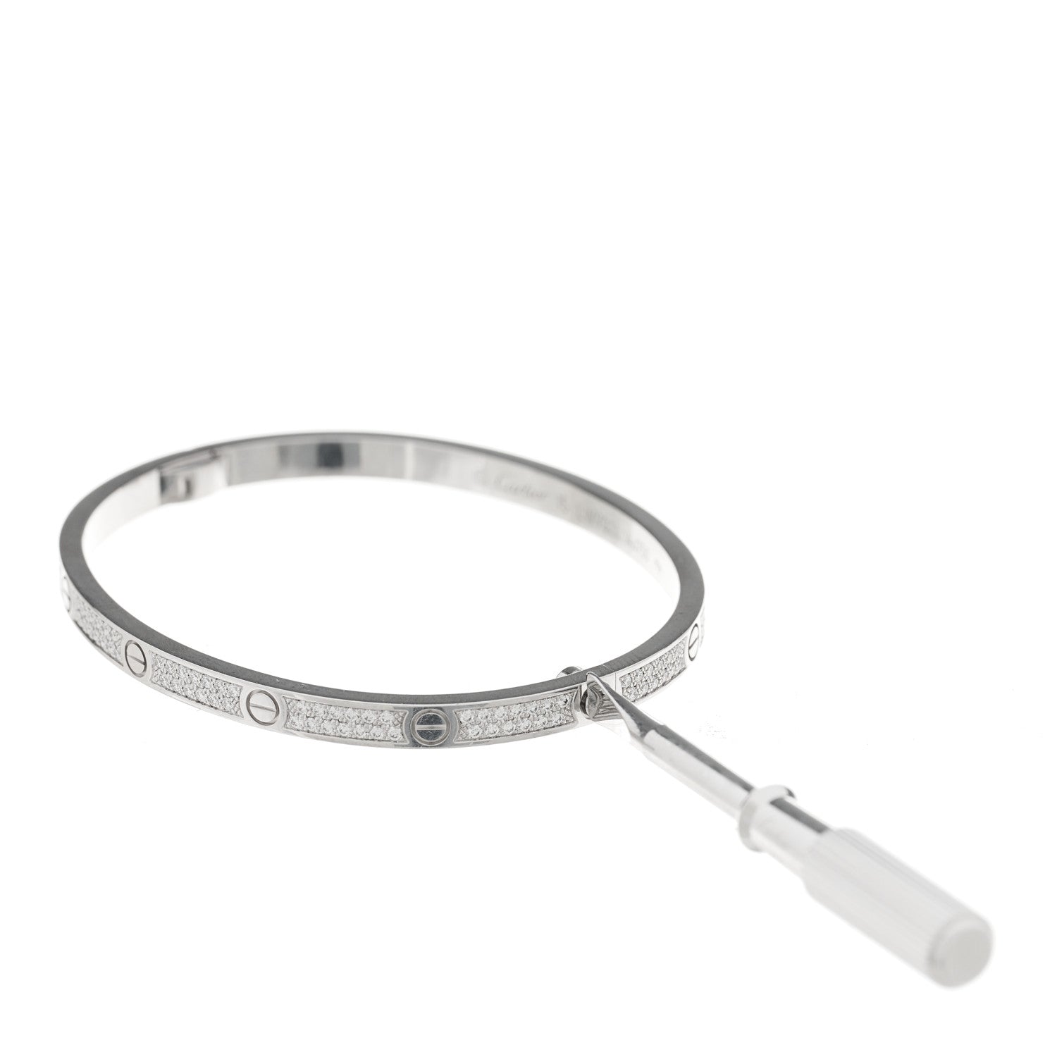 Cartier 18K White Gold Diamond Small LOVE Paved Bracelet 15 3 of 4