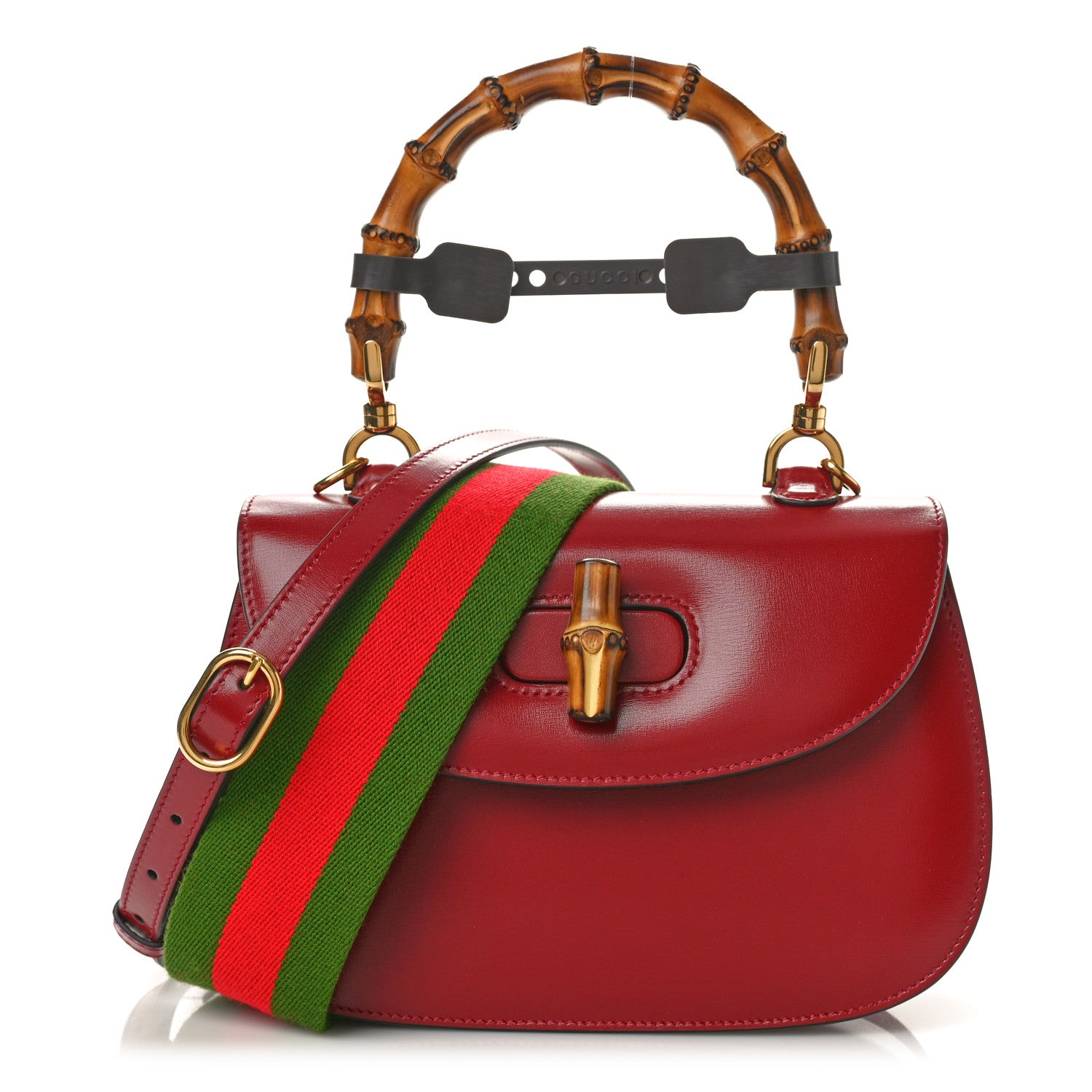 Gucci Boarded Dyana Lux Calfskin Web Small Bamboo 1947 Top Handle Bag Red 1 of 10