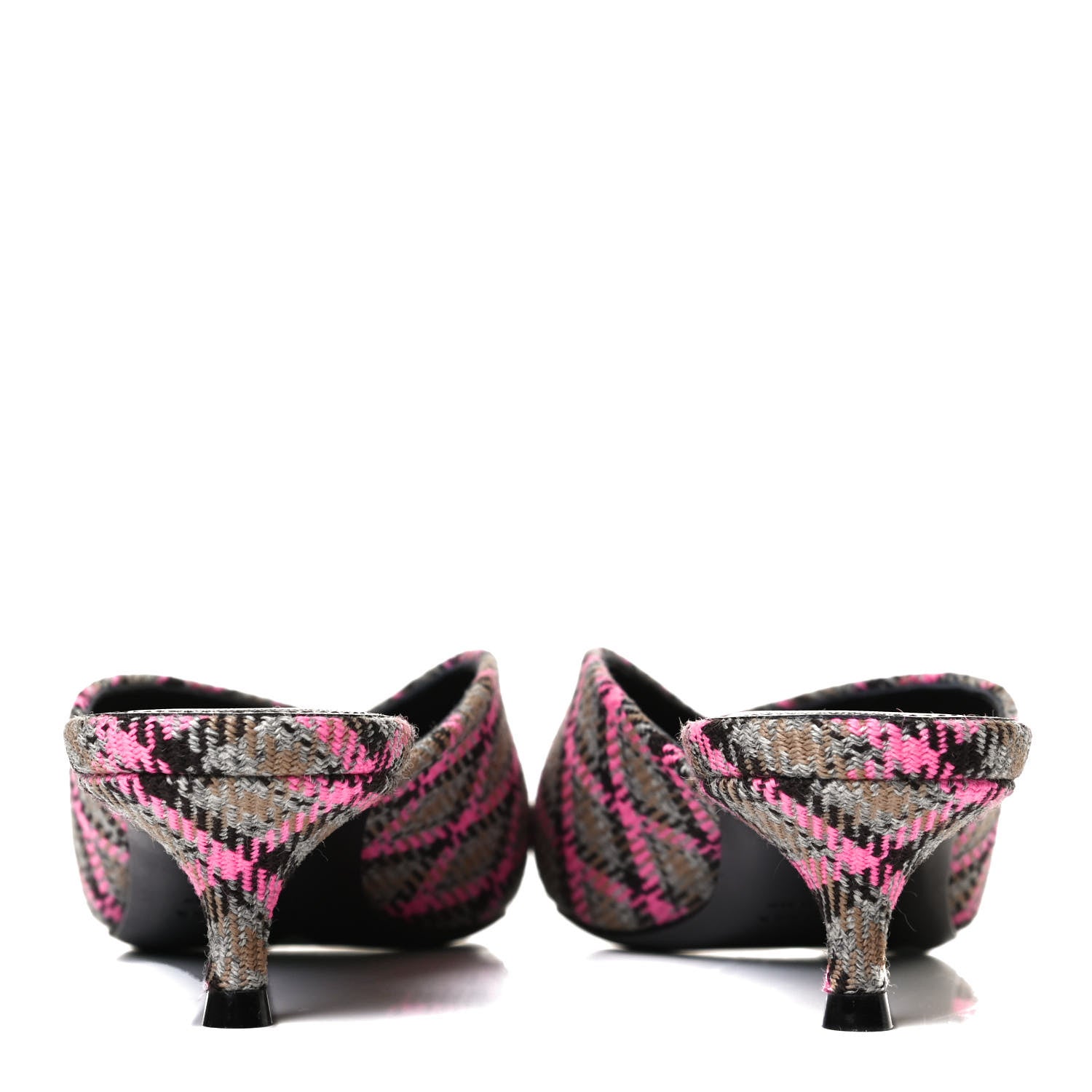 Balenciaga Wool Check Pointed Toe 40mm Mules 38 Grey Pink 6 of 12