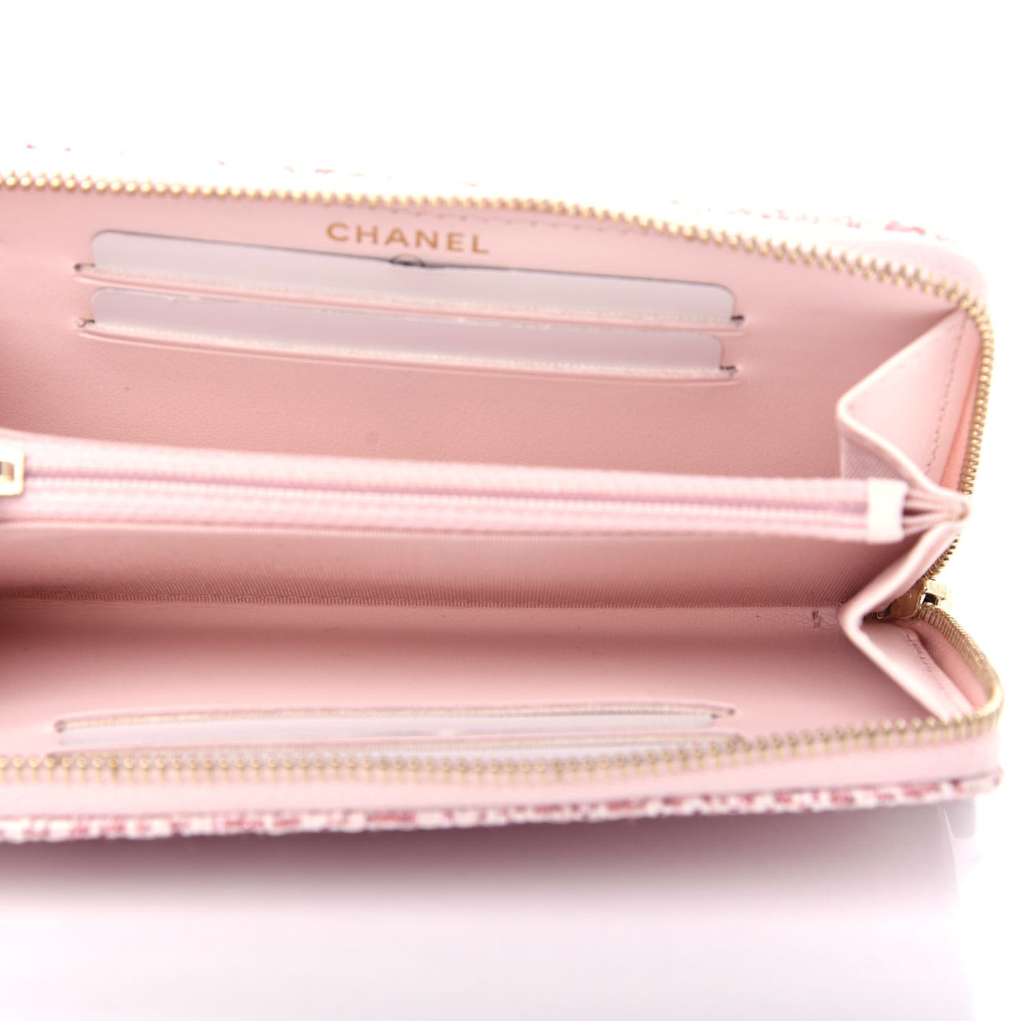 Lurex Canvas Deauville Medium Zip Around Wallet Pink