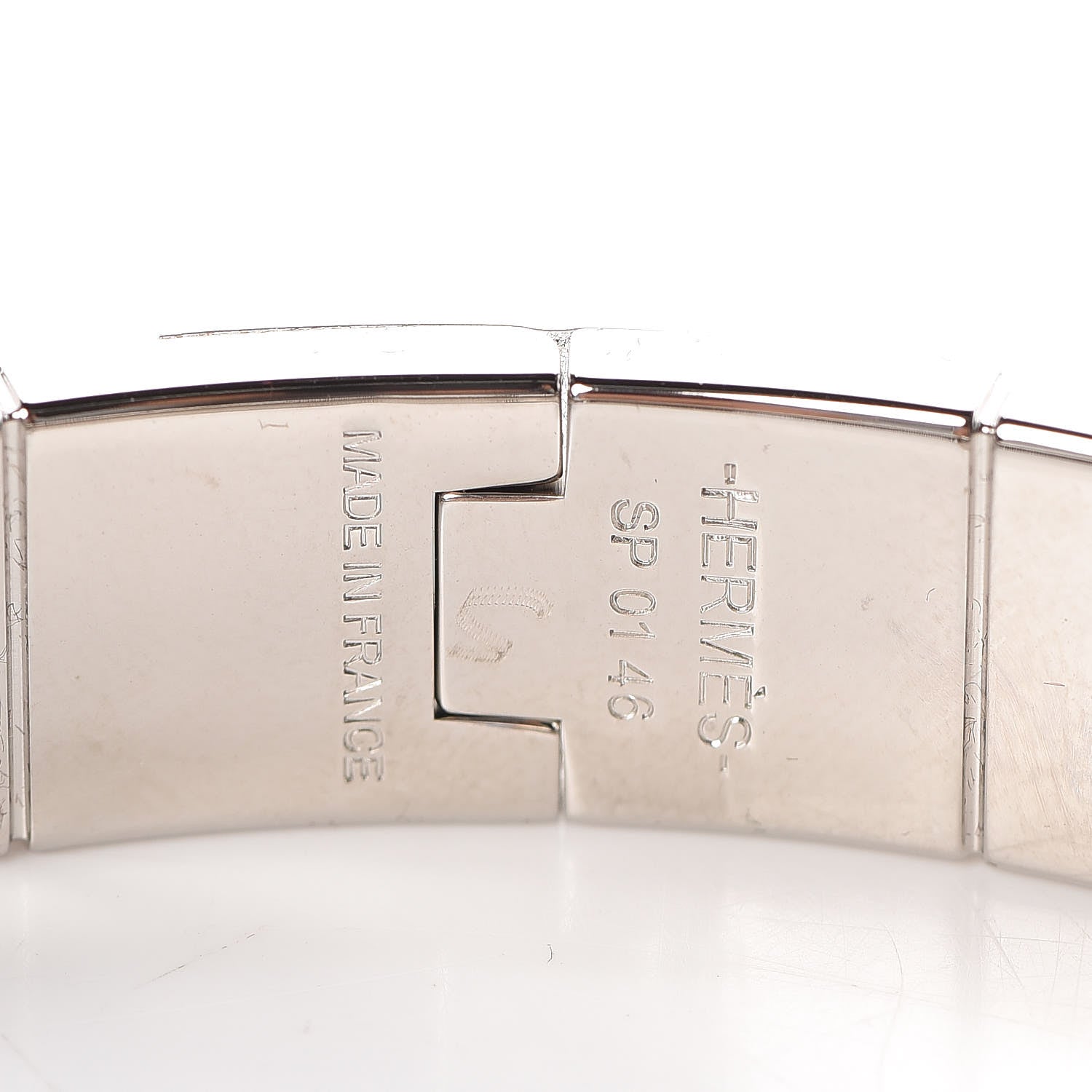 Hermes Enamel Charniere Uni Narrow Hinged Bracelet S Pannacotta 4 of 5