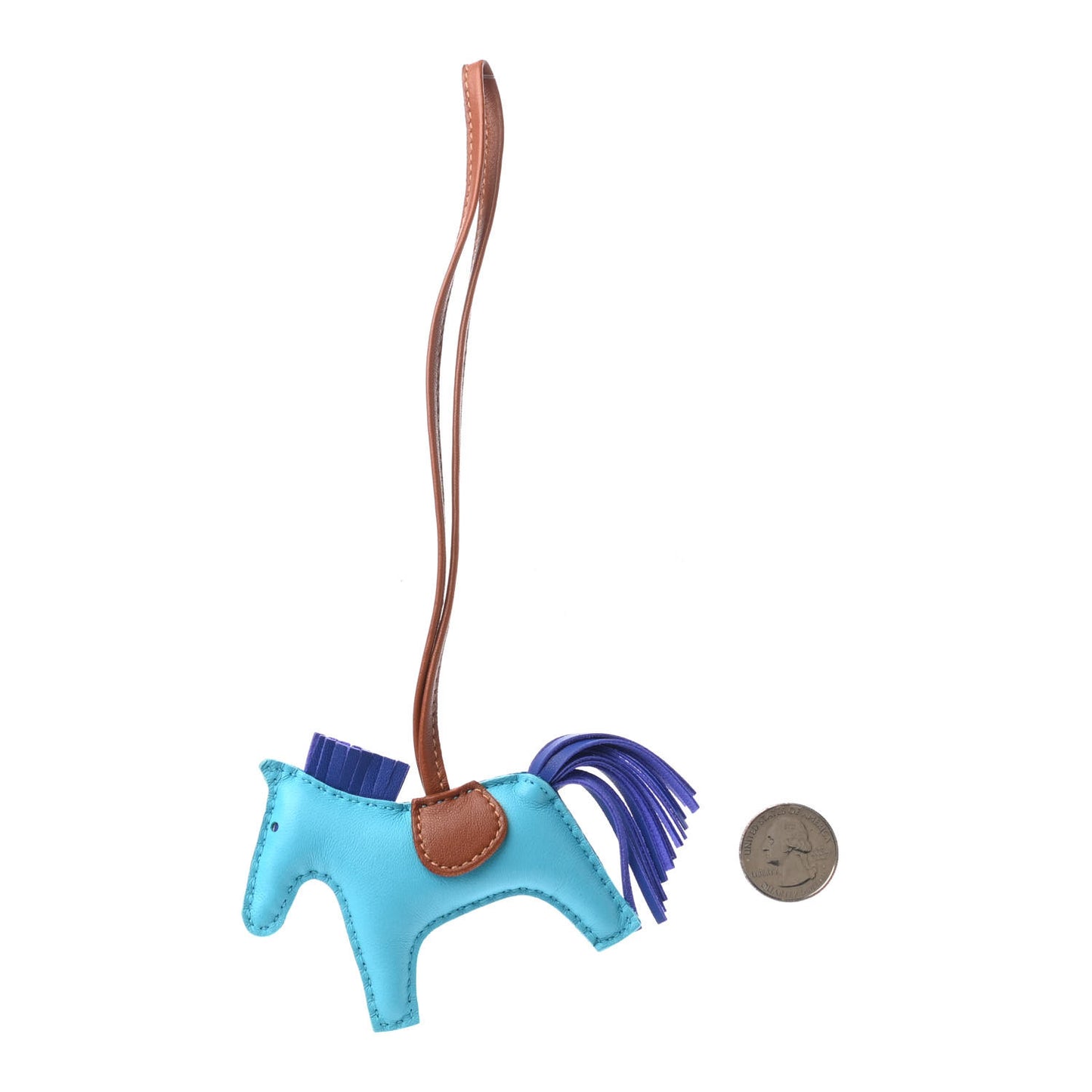 Milo Lambskin Grigri Rodeo Horse Bag Charm PM Bleu Azteque Bleu Electrique Fauve