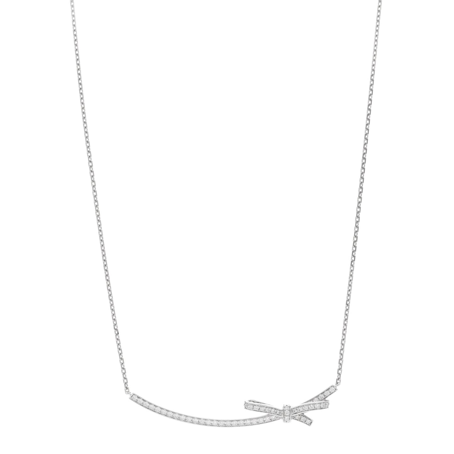 18K White Gold Diamond Ruban Necklace