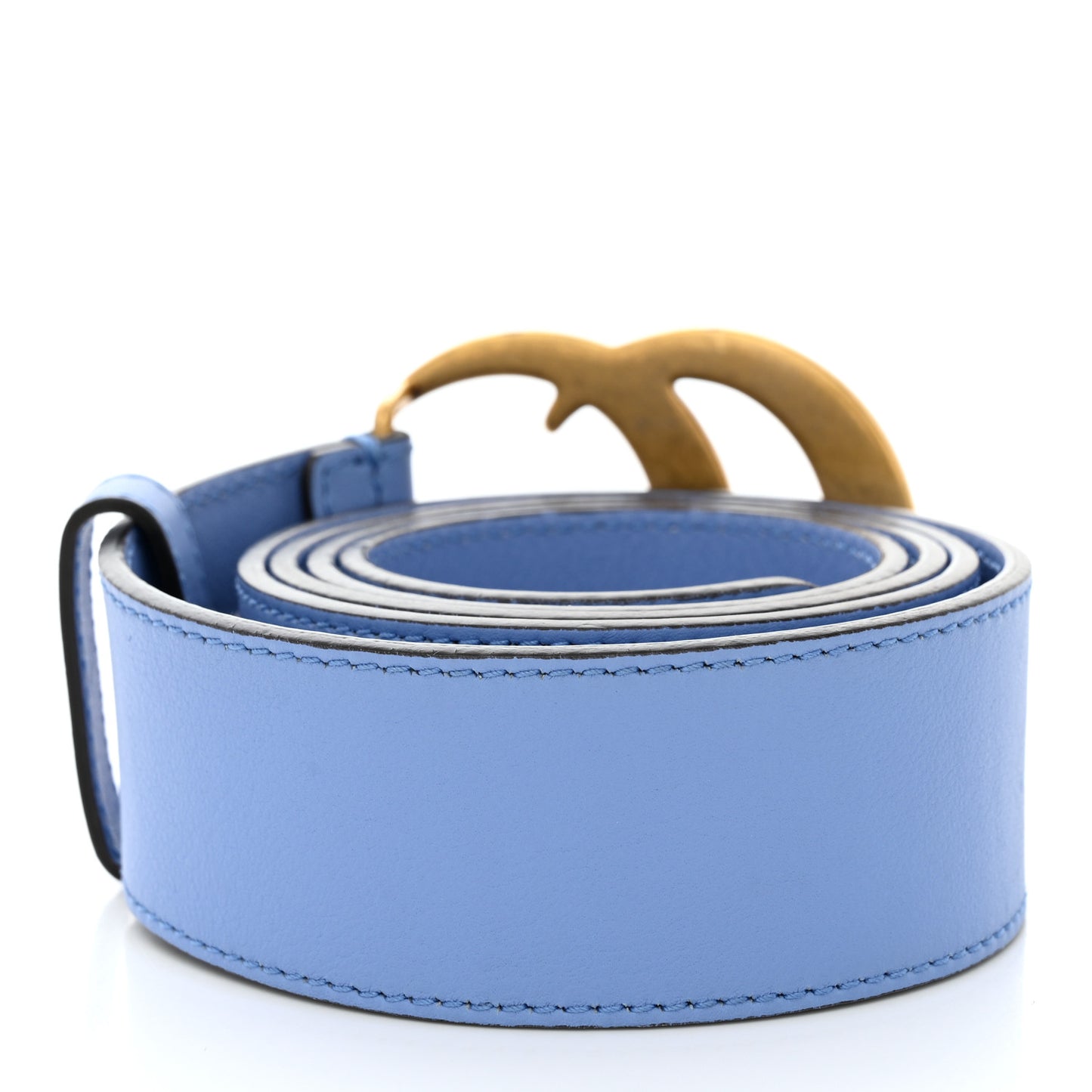 Moon Calfskin Double G 40mm Belt 95 38 Clear Sky Blue
