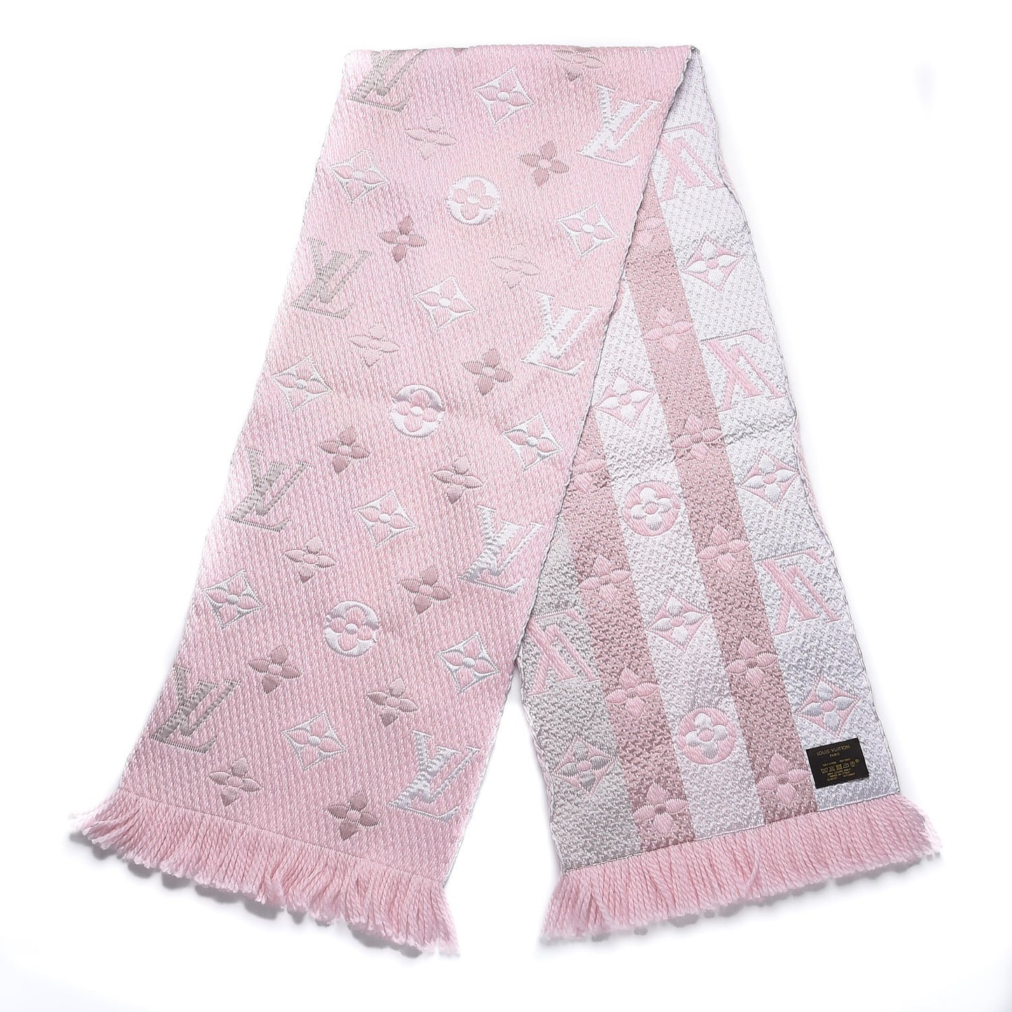 Wool Silk Logomania Rainbow Scarf Crystal Pink
