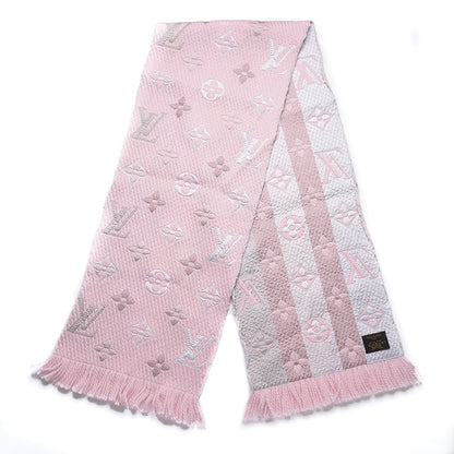 Louis Vuitton Wool Silk Logomania Rainbow Scarf Crystal Pink 3 of 4