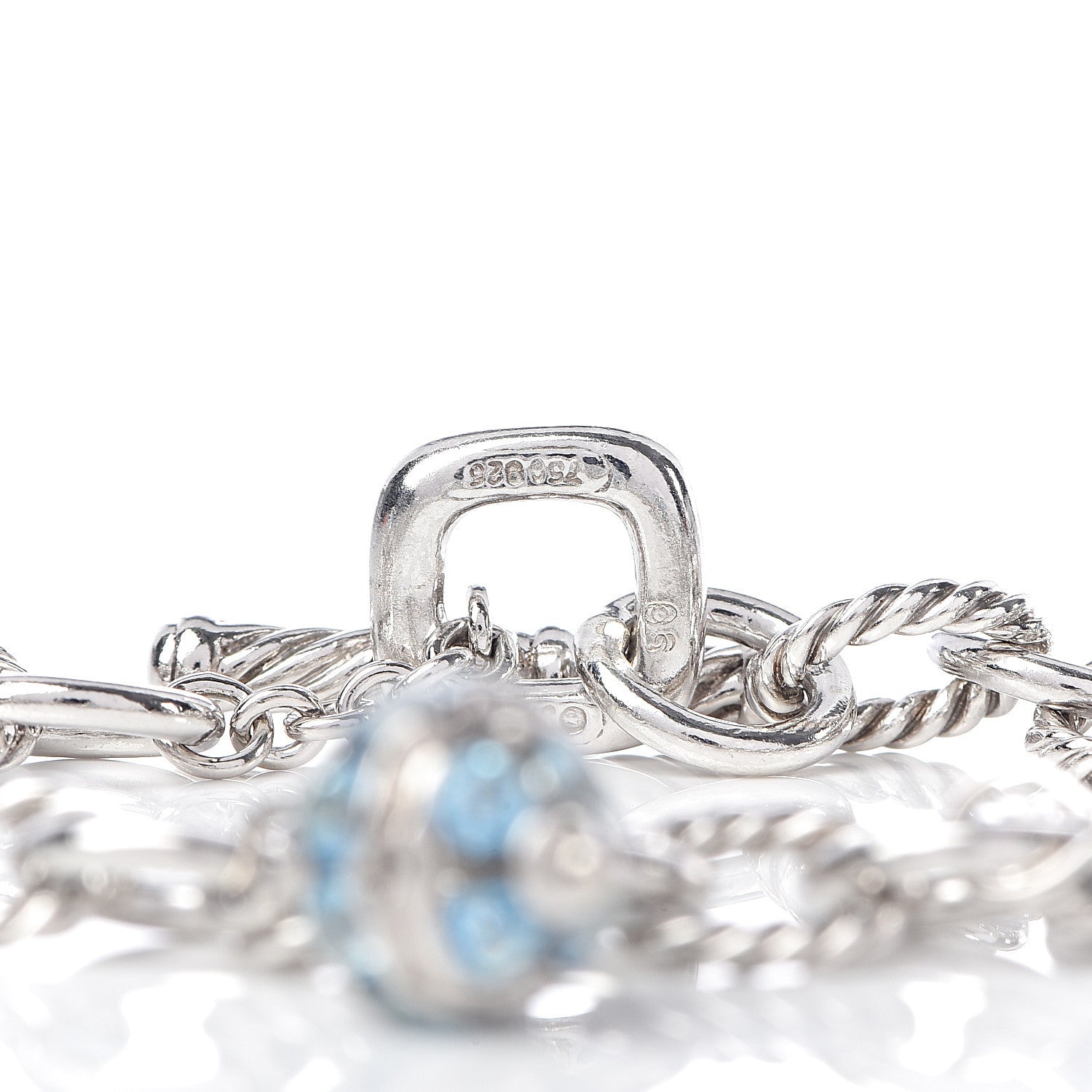 David Yurman Sterling Silver Blue Topaz Oval Link Charm Bracelet 4 of 4