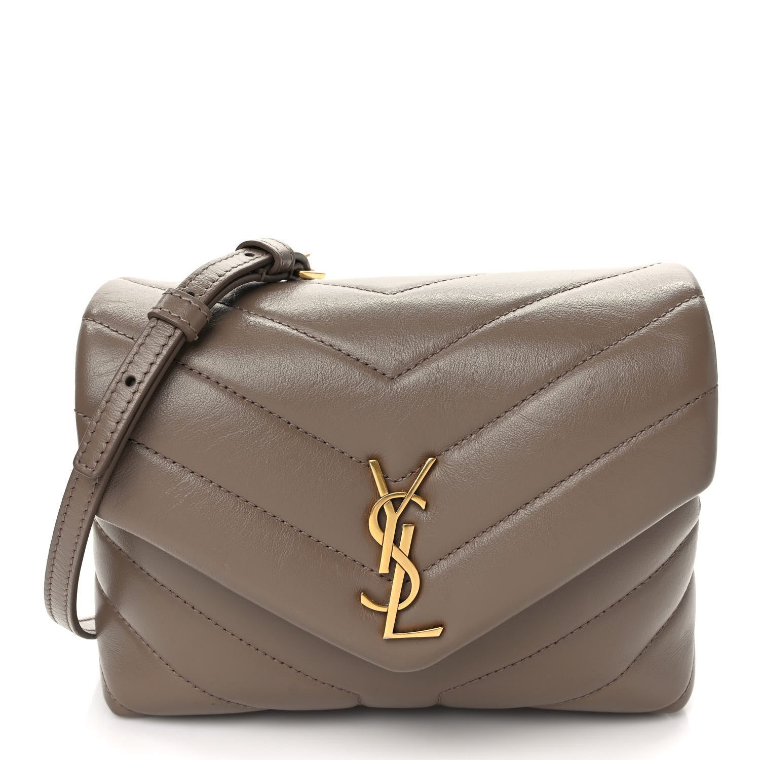 Saint Laurent Calfskin Y Quilted Monogram Toy Loulou Crossbody Bag Taupe 1 of 11