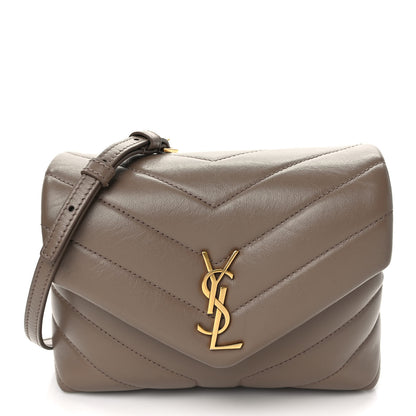 Saint Laurent Calfskin Y Quilted Monogram Toy Loulou Crossbody Bag Taupe 1 of 11