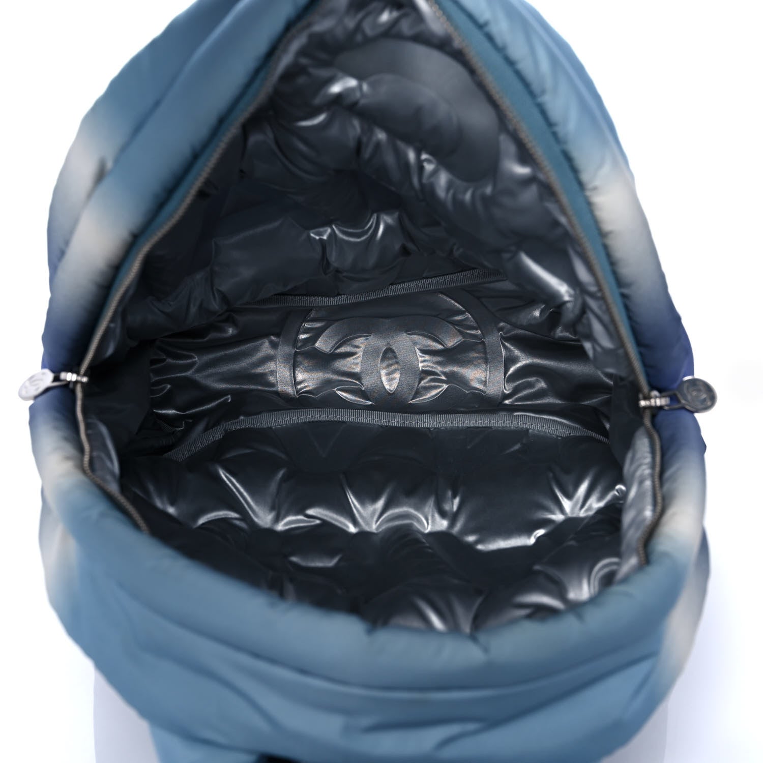 Chanel Nylon Embossed Small Doudoune Backpack Black Blue White 5 of 11