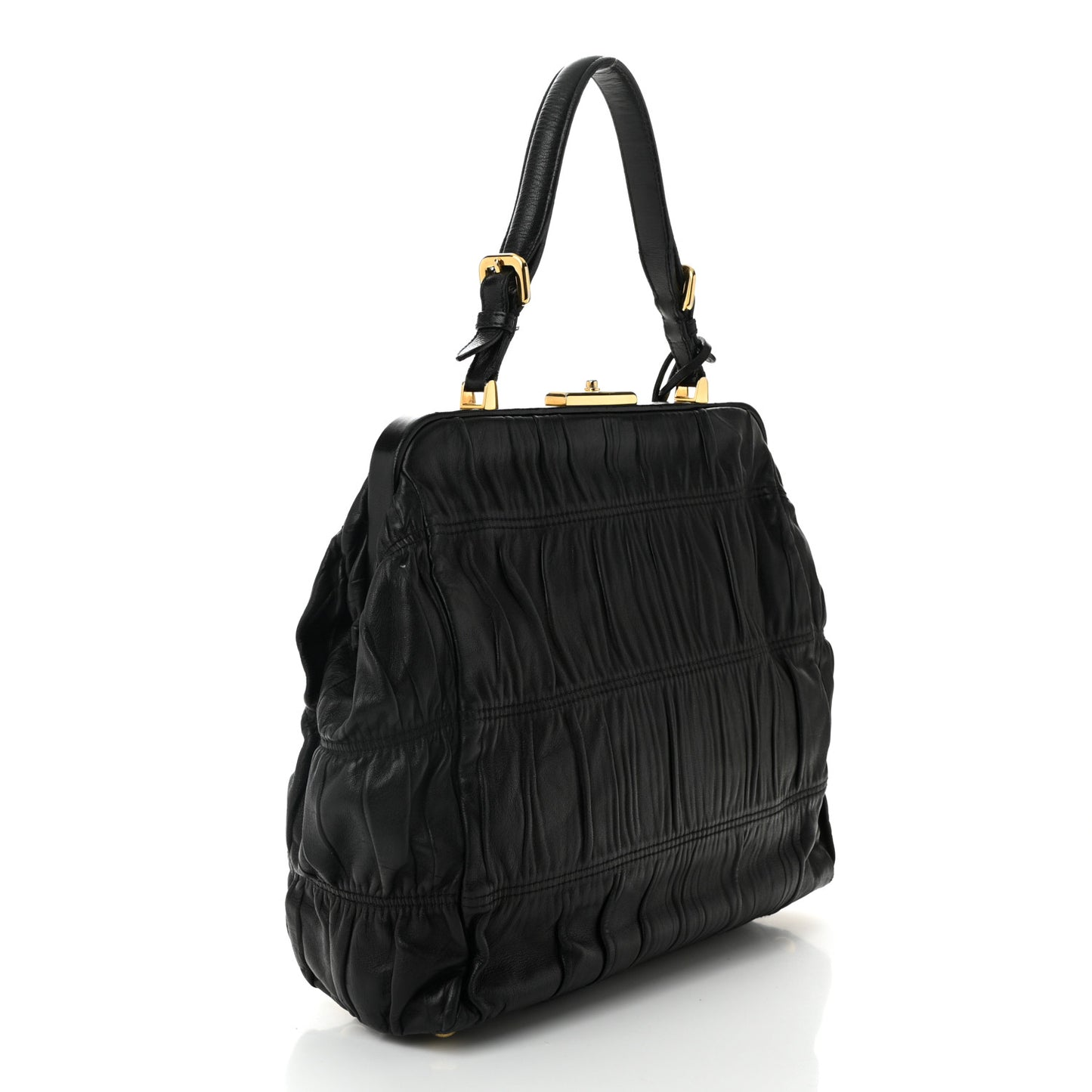 Nappa Dressy Gaufre Framed Tote Black