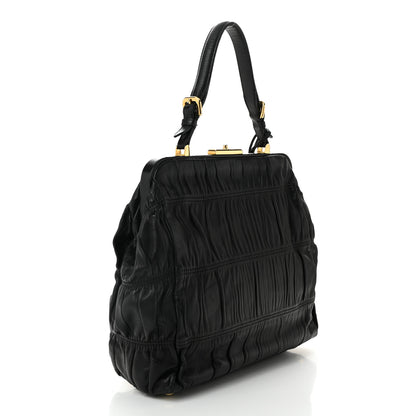 Prada Nappa Dressy Gaufre Framed Tote Black 3 of 13