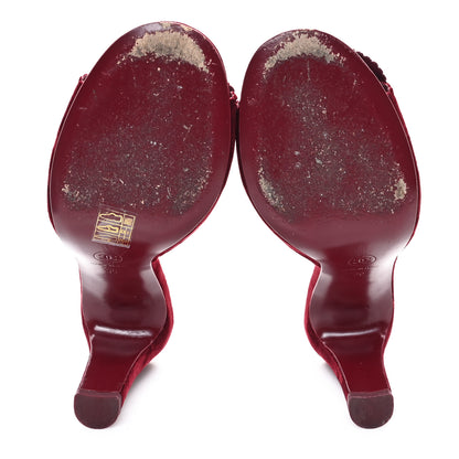 Chanel Suede Camellia Mule Sandals 39 Red 6 of 9