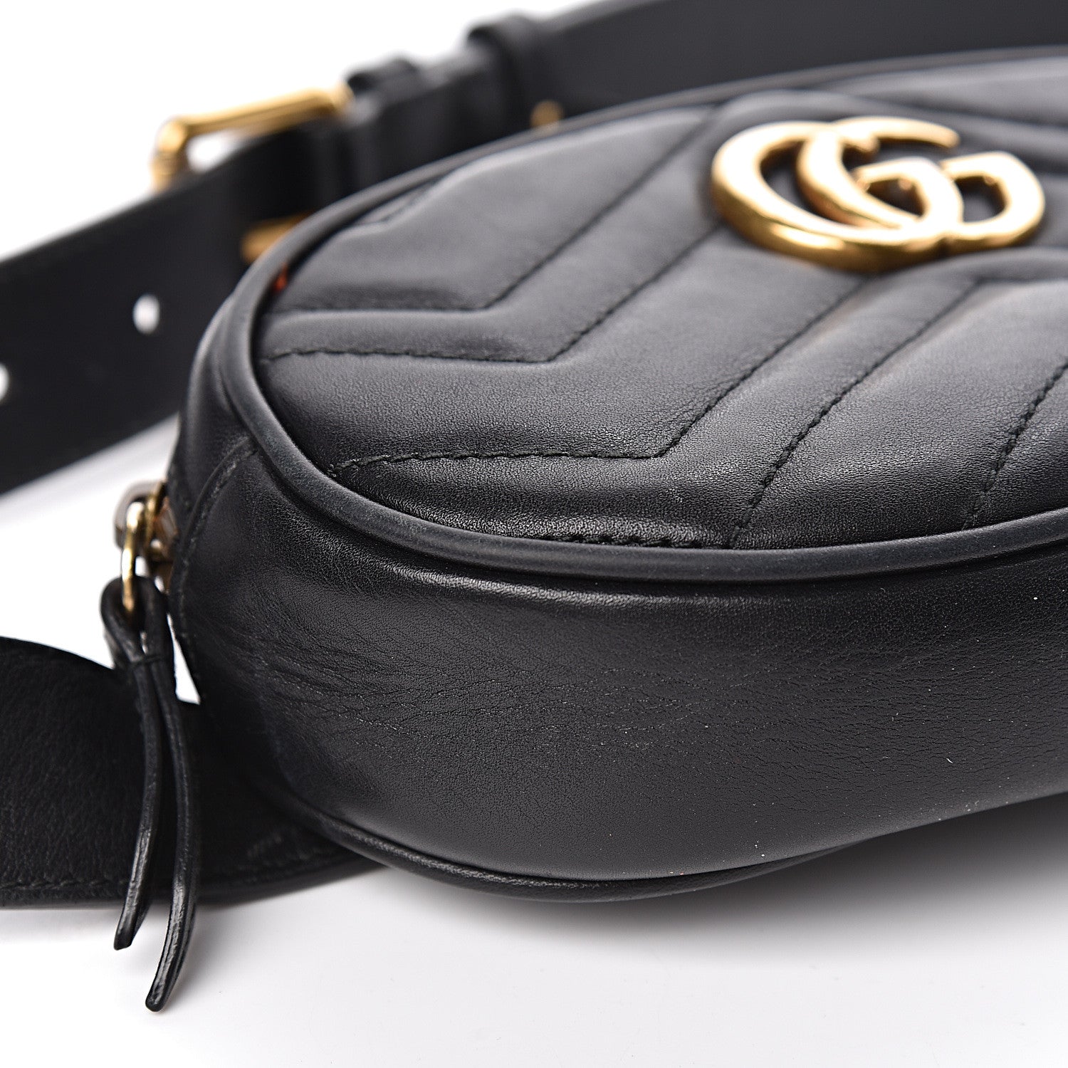 Gucci Calfskin Matelasse GG Marmont Belt Bag 85 34 Black 11 of 13