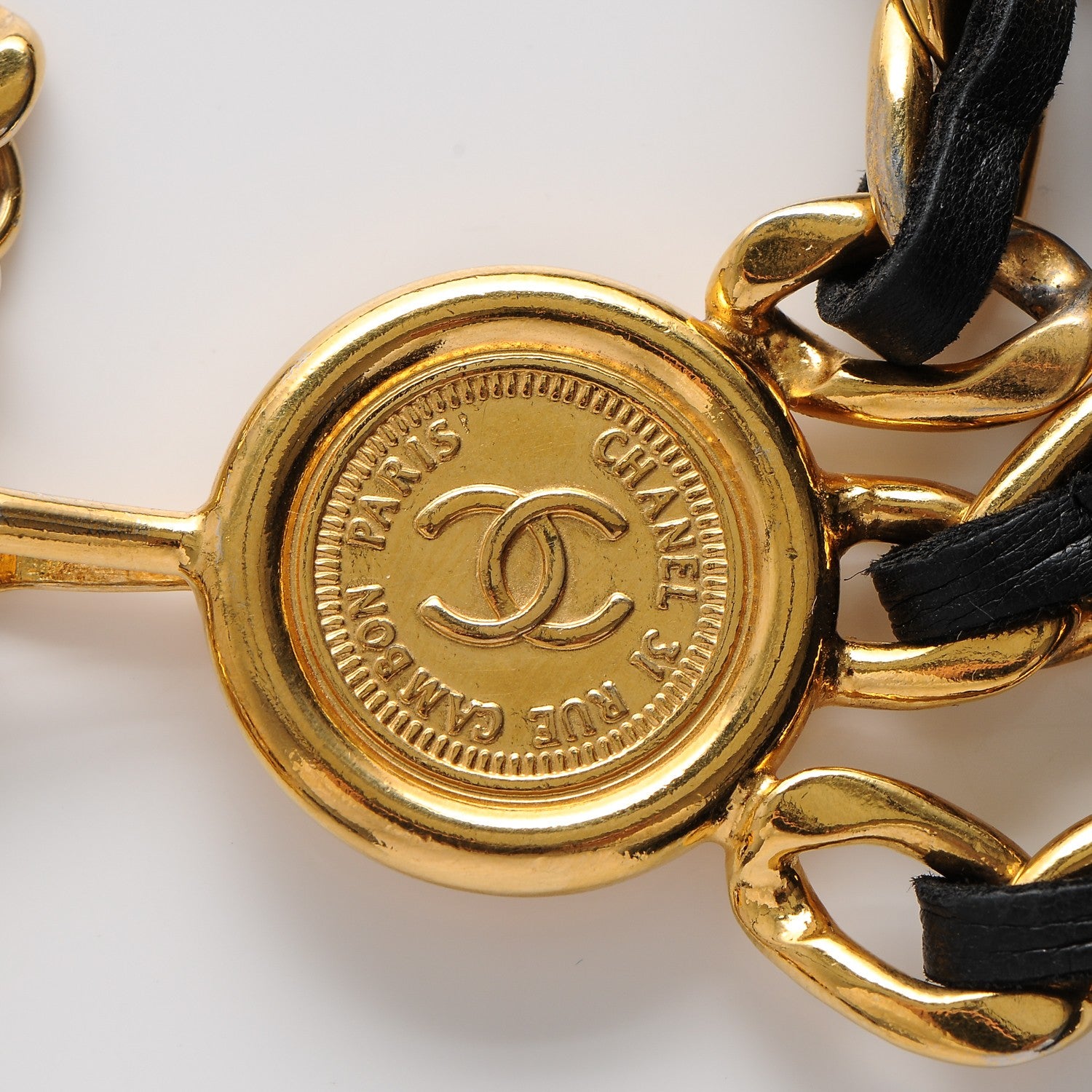 Chanel Lambskin Chain CC Medallion Belt Black Gold 4 of 5