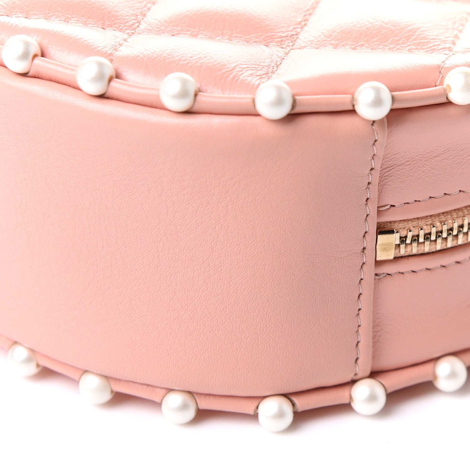 Chanel Calfskin Quilted Pearl Round Clutch With Chain Pink 9 of 10
