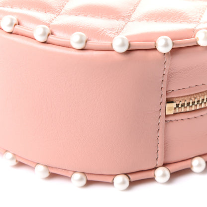 Chanel Calfskin Quilted Pearl Round Clutch With Chain Pink 9 of 10