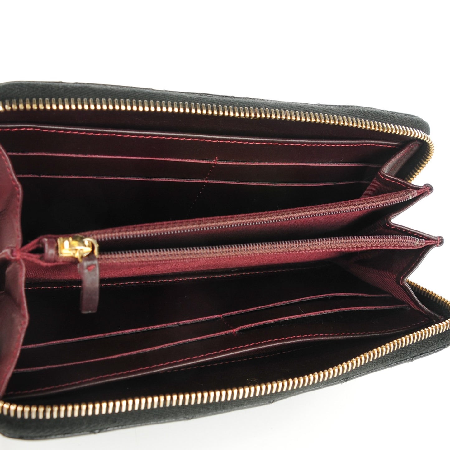 Caviar Quilted Large Gusset Zip Around Wallet Black