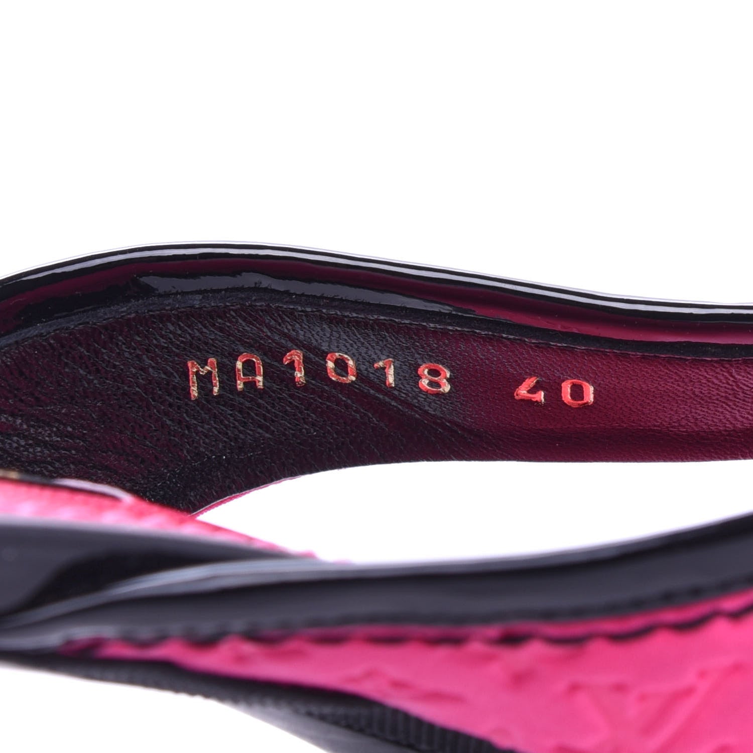 Louis Vuitton Calfskin Embossed Monogram Patent Heeled Thong Sandals 40 Pink 11 of 11