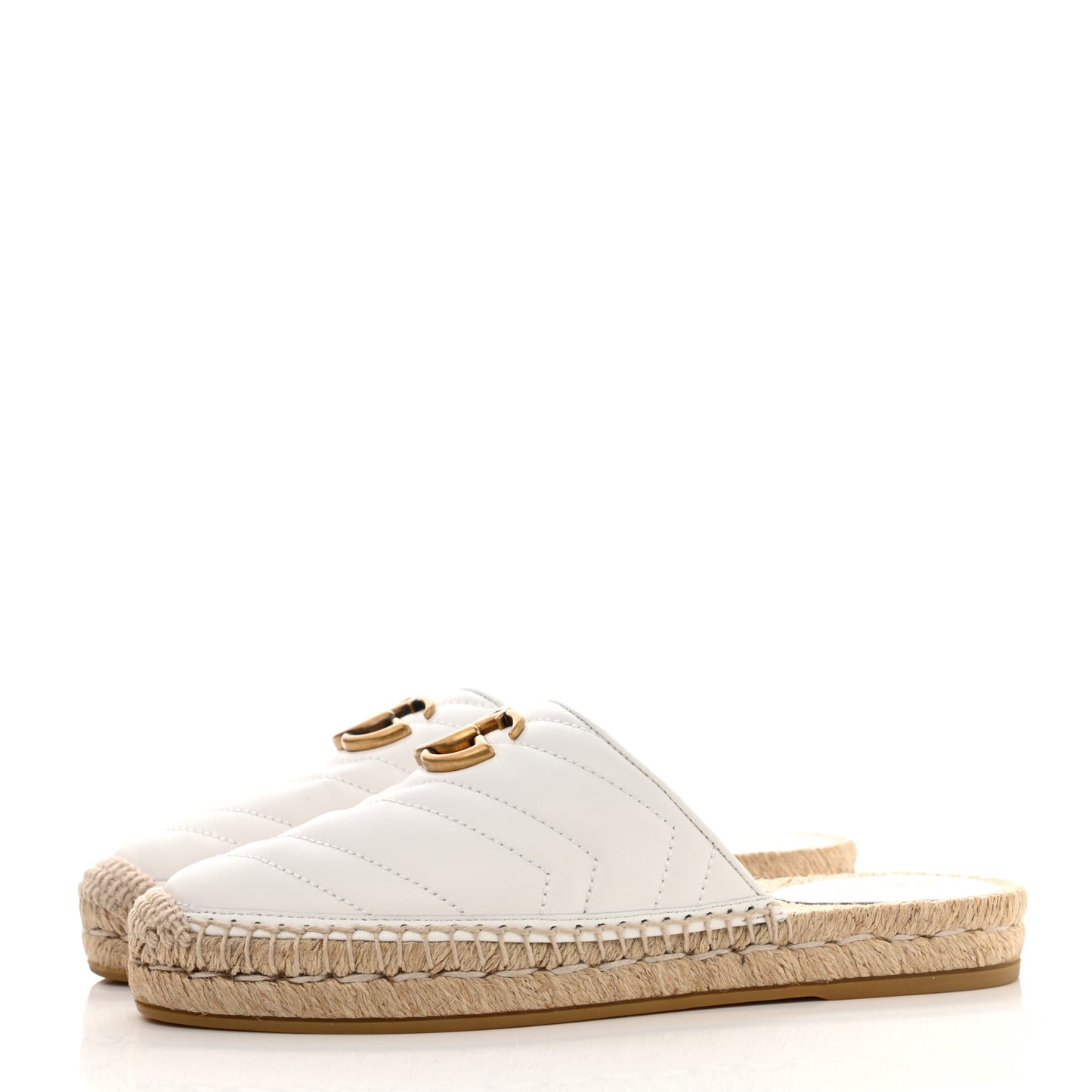Nappa Matelasse GG Marmont Espadrille Slippers 36 Great White