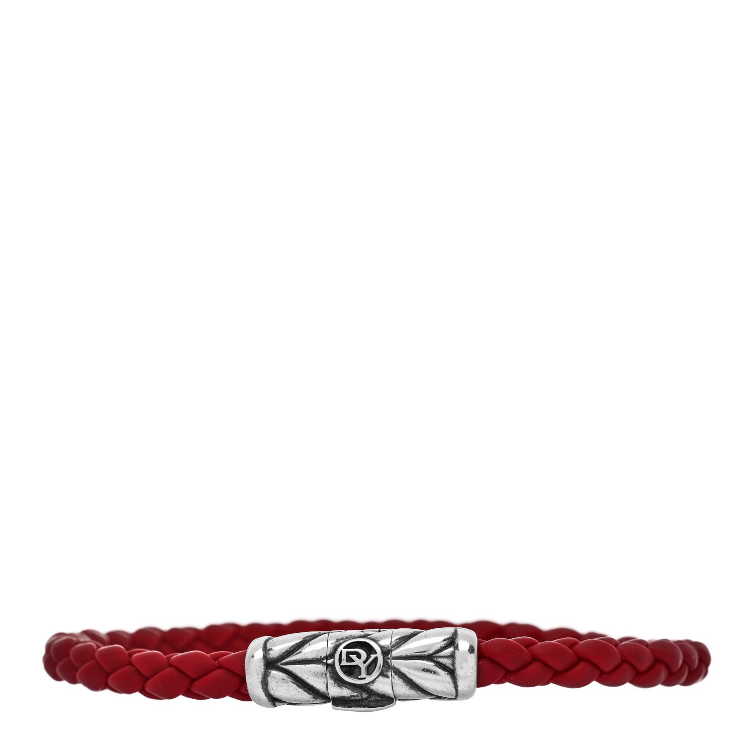 David Yurman Sterling Silver Rubber Chevron Bracelet Red 1 of 4
