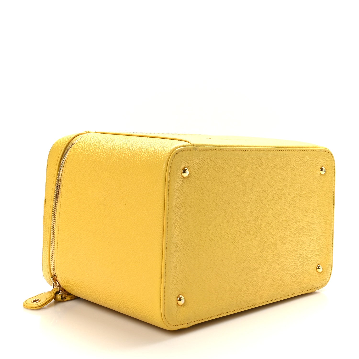 Chanel Caviar CC Vanity Train Case Yellow 4 of 11