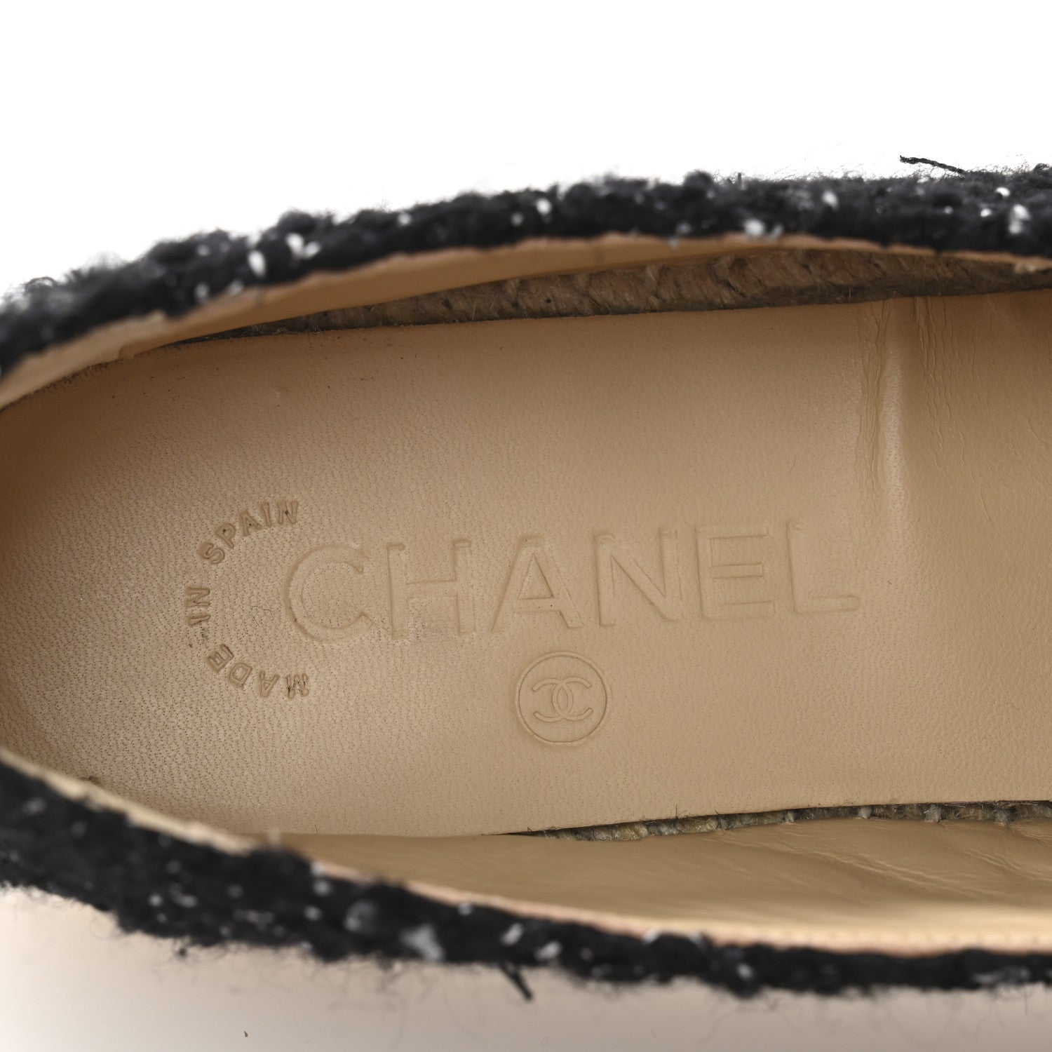 Chanel Metallic Lambskin Tweed CC Espadrilles 39 Black Silver 8 of 10