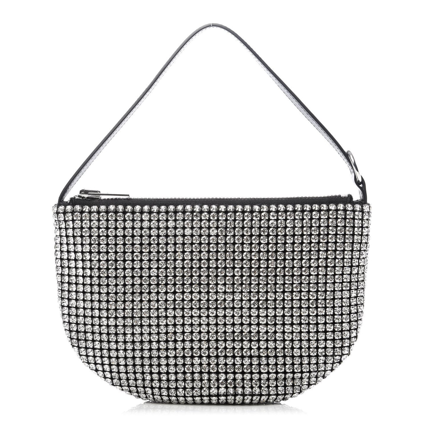 Mesh Crystal Wanglock Fortune Cookie Bag Black