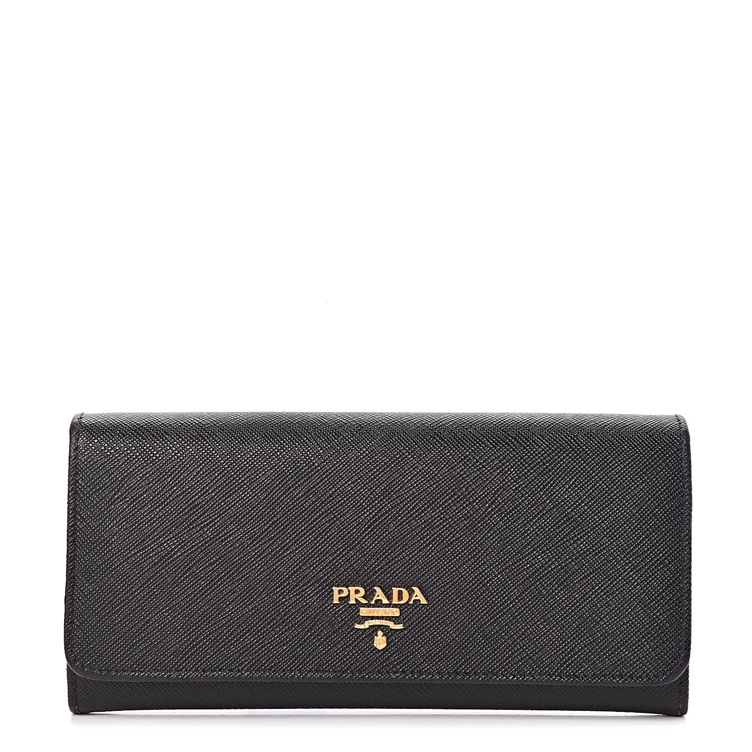 Prada Saffiano Continental Flap Wallet Black 1 of 8