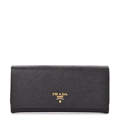 Prada Saffiano Continental Flap Wallet Black 1 of 8