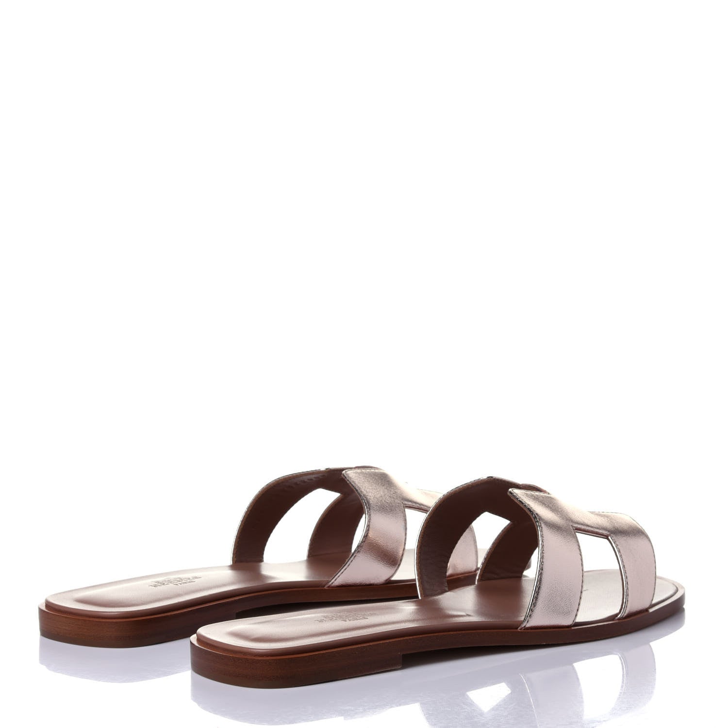Hermes Metallic Nappa Oran Sandals 40 Rose Dore 4 of 9