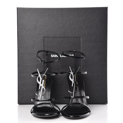 Saint Laurent Patent Cassandra 110 Ankle Strap Sandals 37.5 Black 9 of 9