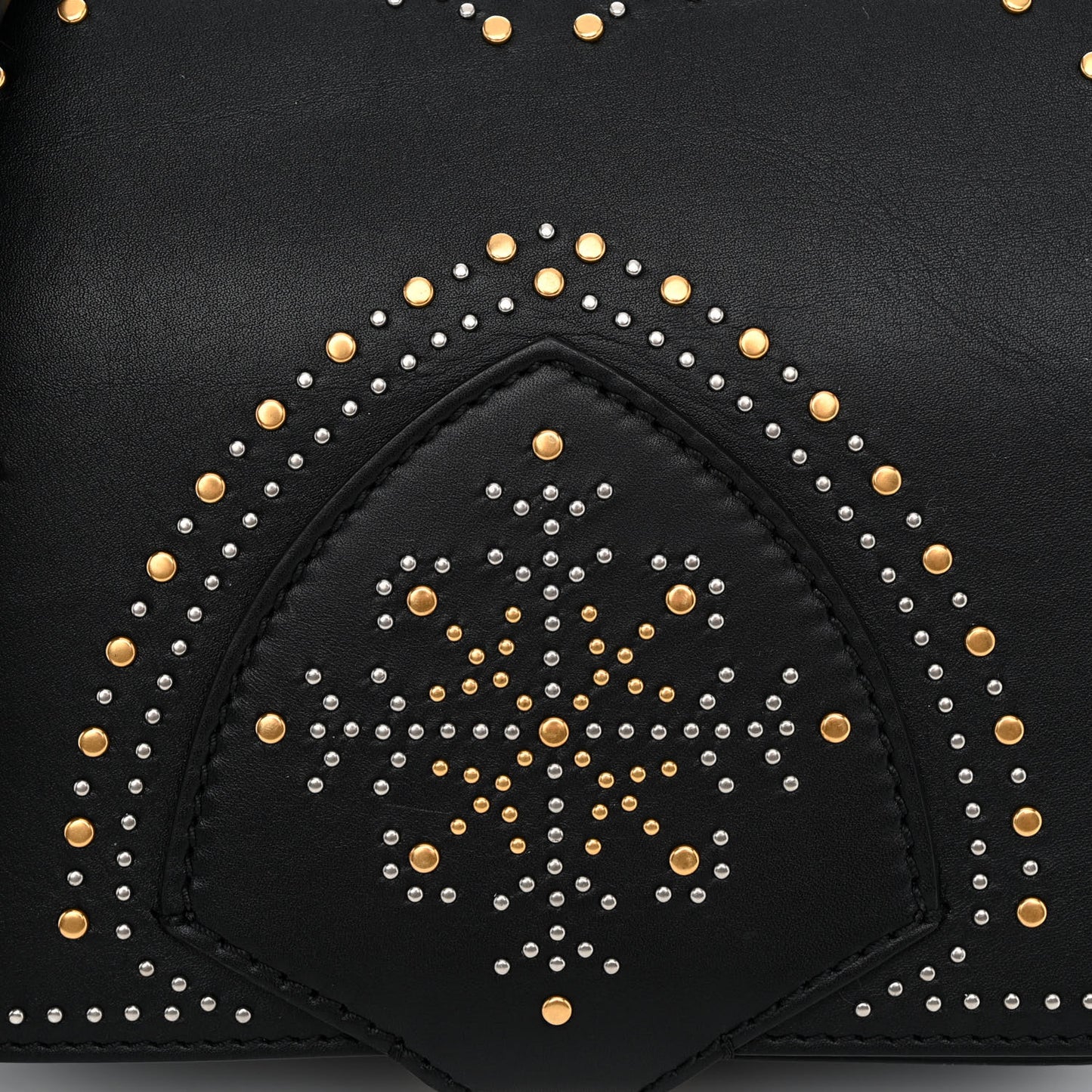Calfskin Studded Square Satchel Black