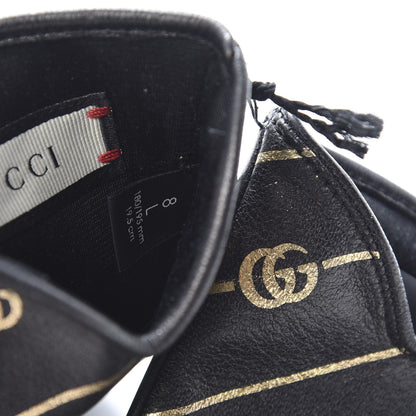 Gucci Lambskin Silk Diagonal GG Gloves 8 Black Gold 4 of 5