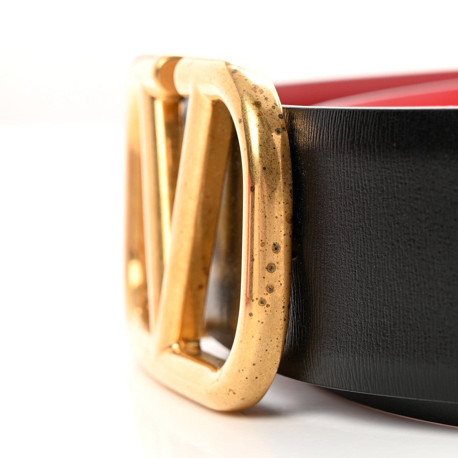 Valentino Garavani Glossy Calfskin VLogo Reversible 40mm Belt 85 34 Black Rouge Pur 7 of 8