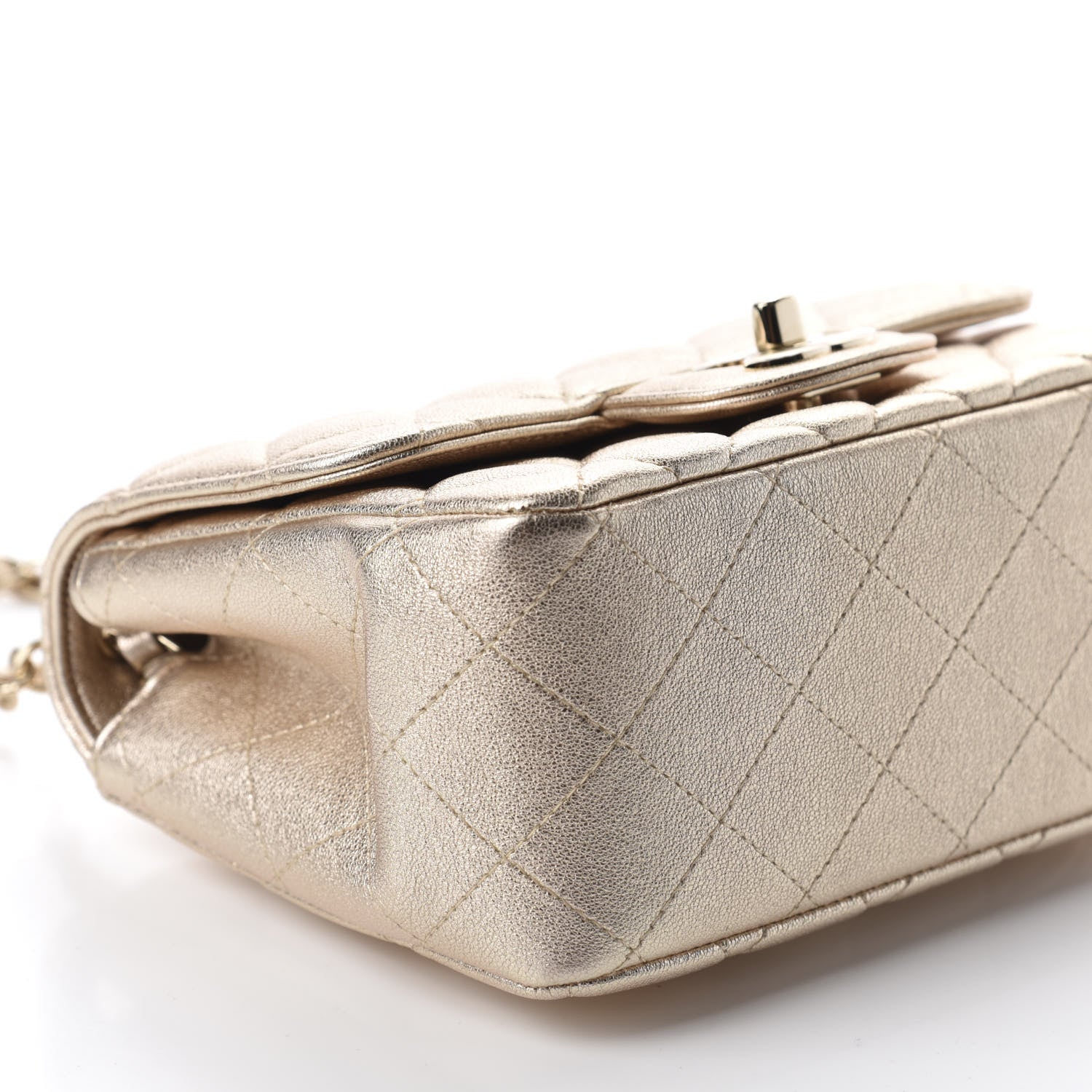 Chanel Metallic Lambskin Quilted Mini Square Flap Gold 5 of 9