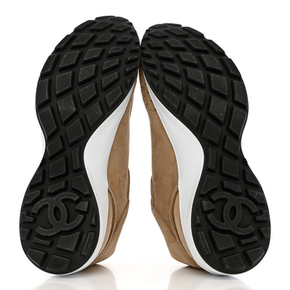 Chanel Suede Goatskin CC Sneakers 38.5 Dark Beige 5 of 10