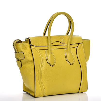 Celine Drummed Calfskin Micro Luggage Citron 3 of 16