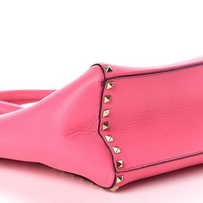 Valentino Garavani Vitello Small Rockstud Double Handle Tote Fuxia Fluo 9 of 10
