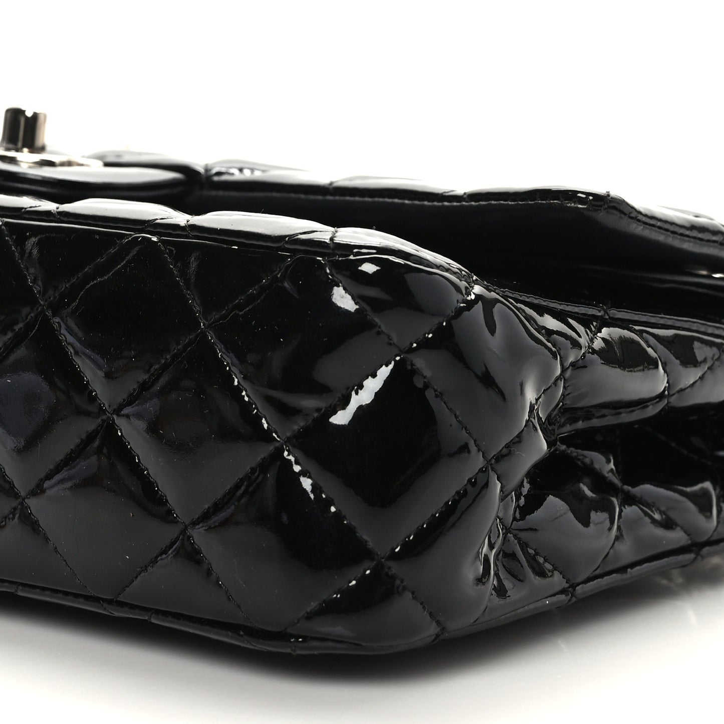 Patent Quilted Medium Double Flap Black