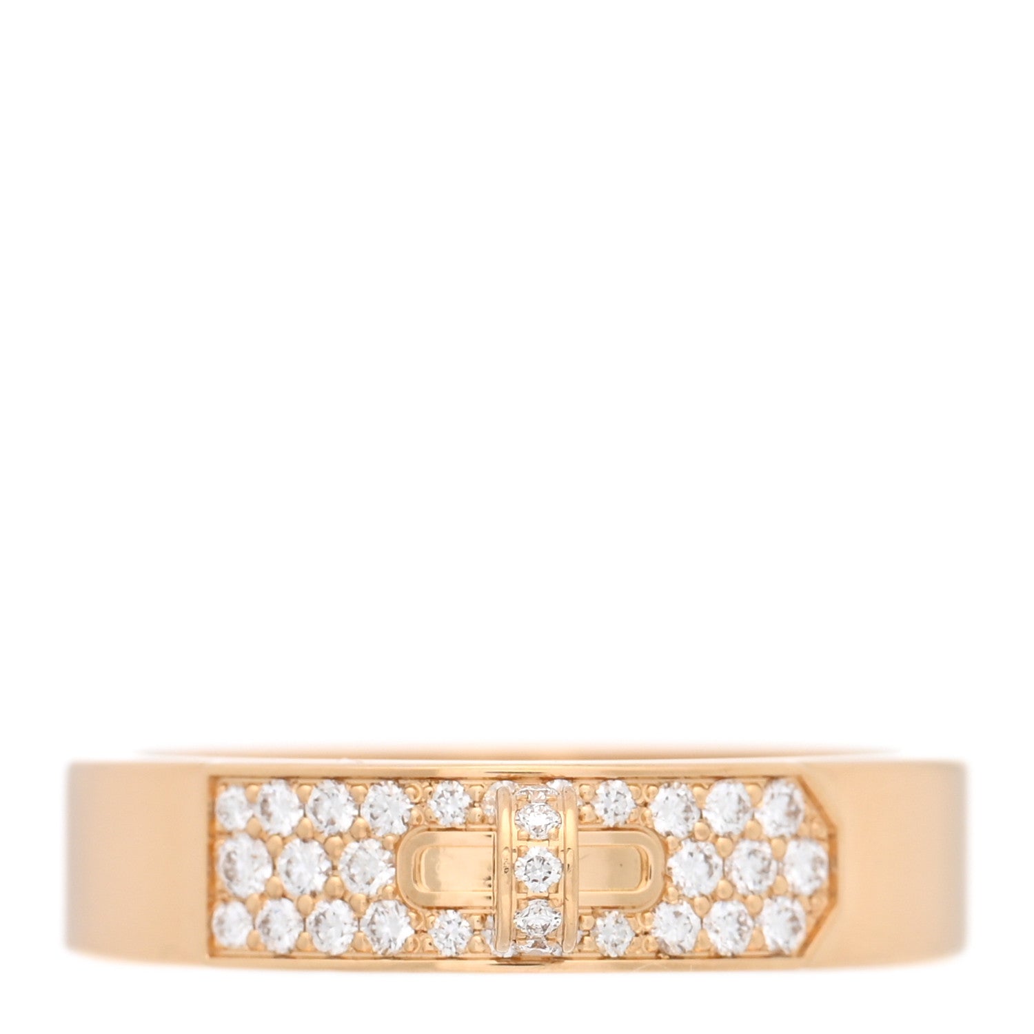 Hermes 18K Yellow Gold Diamond Pave Kelly Ring 54 7 1 of 5