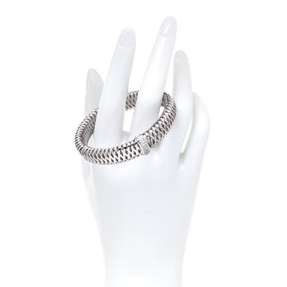 Roberto Coin 18K White Gold Diamond Medium Primavera Bangle Bracelet 4 of 8