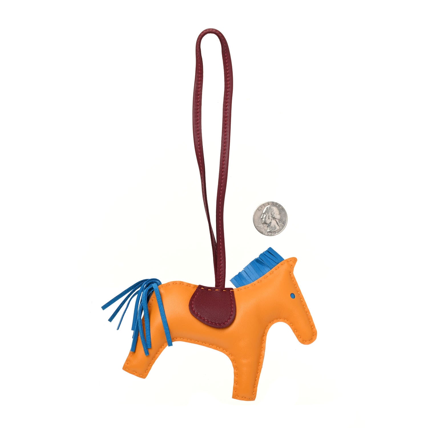 Hermes Milo Lambskin Grigri Rodeo Horse Bag Charm MM Jaune D'Or Bleu Zanzibar Rouge H 2 of 4