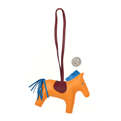 Hermes Milo Lambskin Grigri Rodeo Horse Bag Charm MM Jaune D'Or Bleu Zanzibar Rouge H 2 of 4
