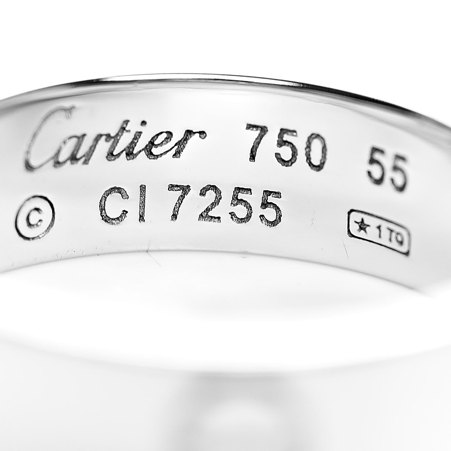 Cartier 18K White Gold 5.5mm LOVE Ring 55 7.25 4 of 5